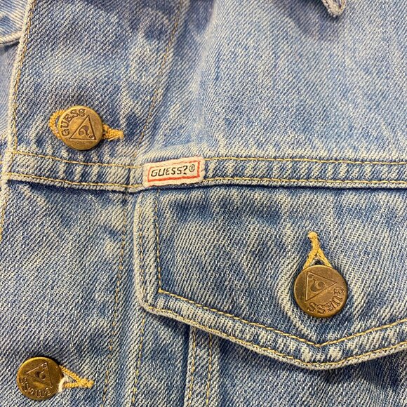 Vtg 80s Guess George Marciano Jean Trucker Jacket M Denim USA 1986 Preppy Cowboy - Picture 3 of 16